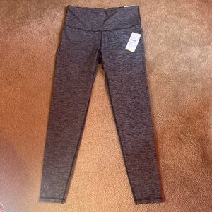 New Old Navy Black/Grey Vertical Stripe Go-Dry HighRise Active Wear Leggings